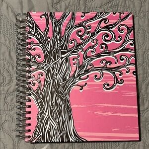 Enchante Accessories Pink Spiral Sketchbook with Artistic Tree Design NWOT